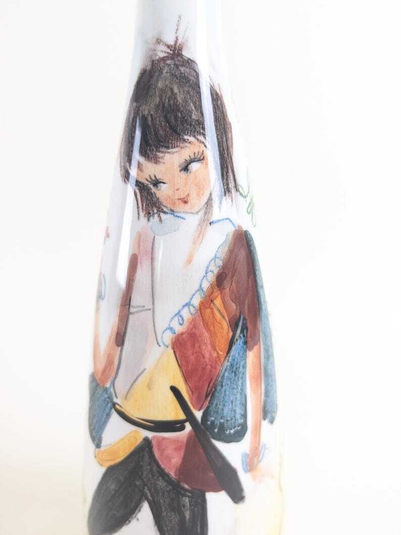 Vintage Italian Ceramic Wine Decanter   Ker Artis Wine Bottle   Hand Painted By Zara Mella photo vinterior
