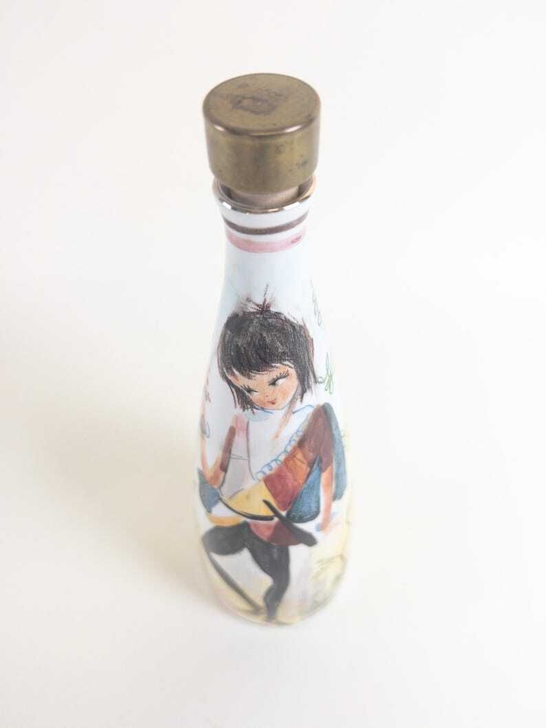 Vintage Italian Ceramic Wine Decanter   Ker Artis Wine Bottle   Hand Painted By Zara Mella photo buy