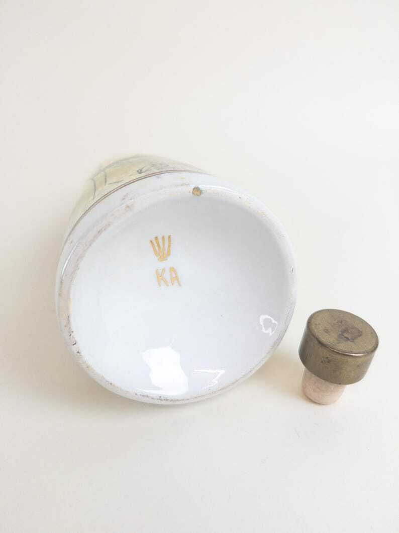 photo for sale Vintage Italian Ceramic Wine Decanter   Ker Artis Wine Bottle   Hand Painted By Zara Mella