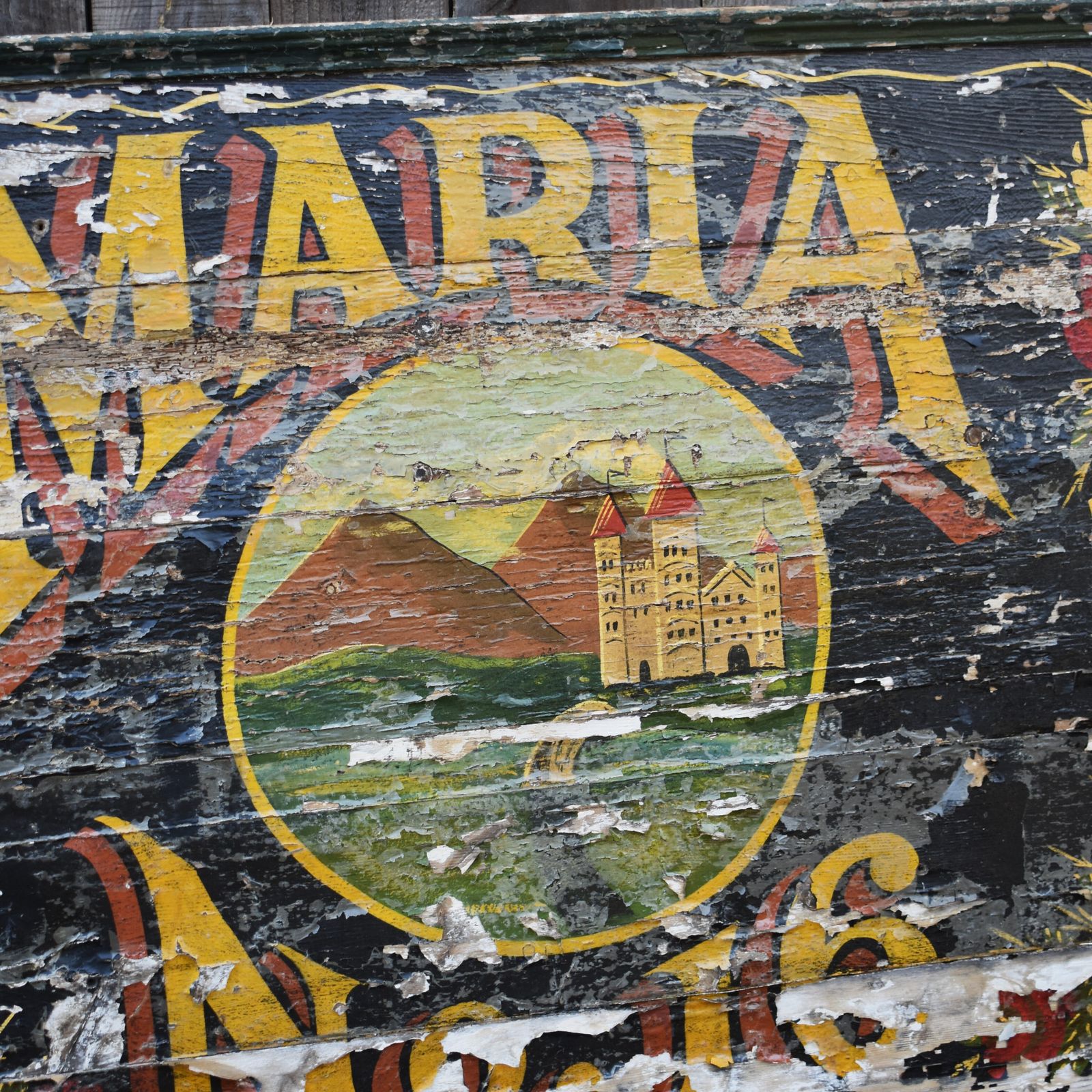 Antique Salvaged Maria No16 Barge Narrow Boat Gypsy Hand Painted Sign Writing photo vinterior