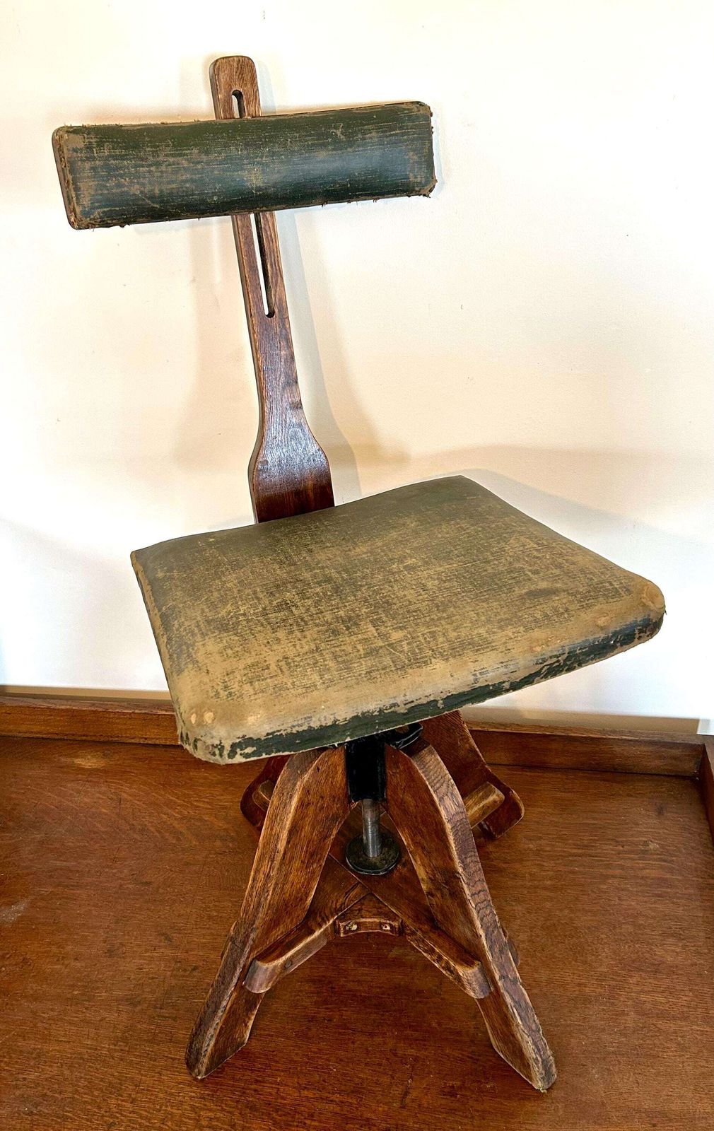 Antique Glenister Swivel Office Chair Wooden Desk Architect Draughtsman's Factory Metal Vintage Retro Industrial Machinist photo 500.0