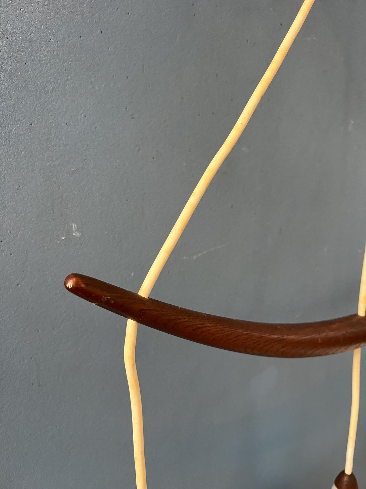 Teak Wood Opaline Glass Chandelier 512 By Uno & östen Kristiansson For Luxus Sweden photo vintage