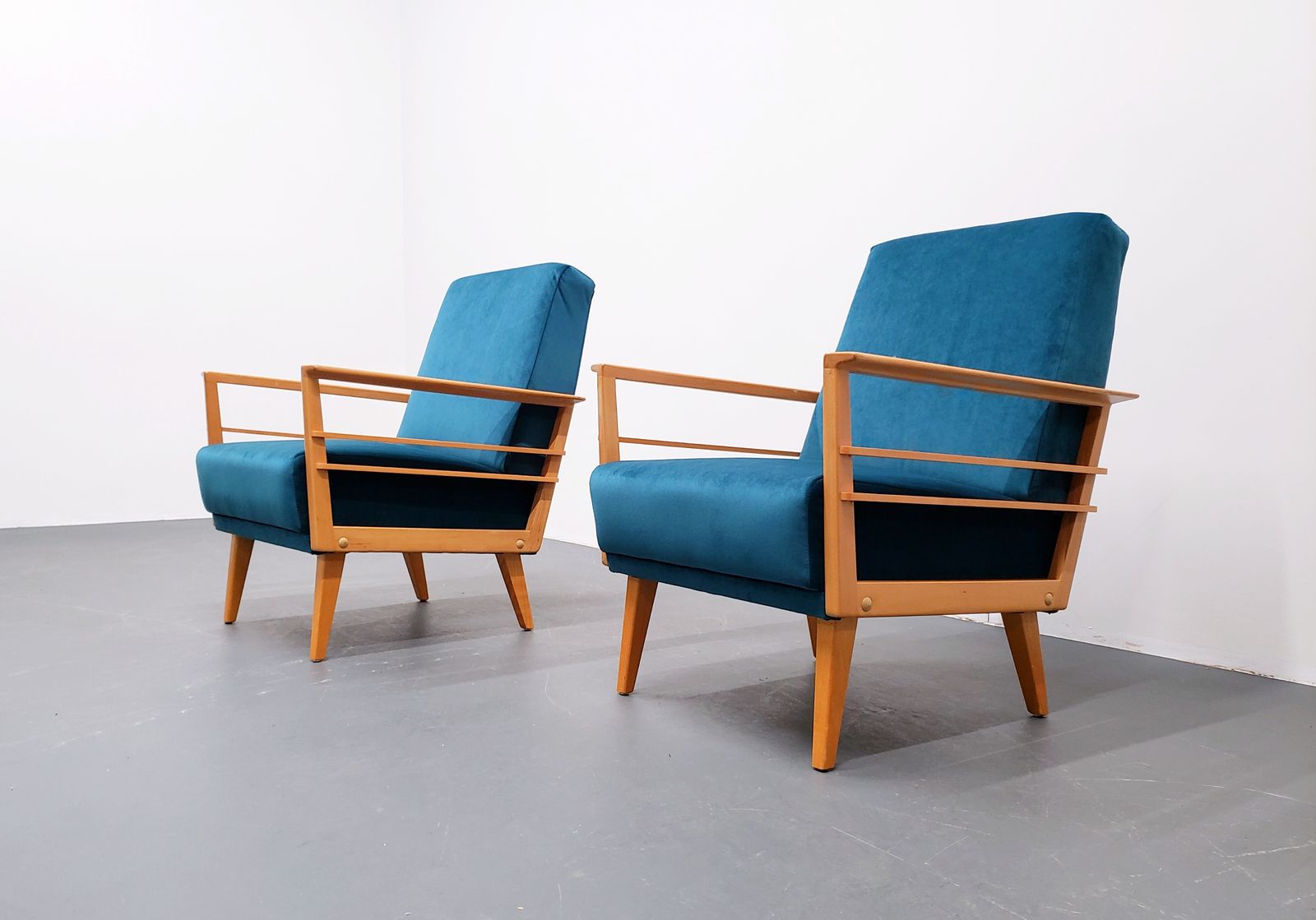 1960 Danish Lounger Club Chair In Teal Velvet photo furniture