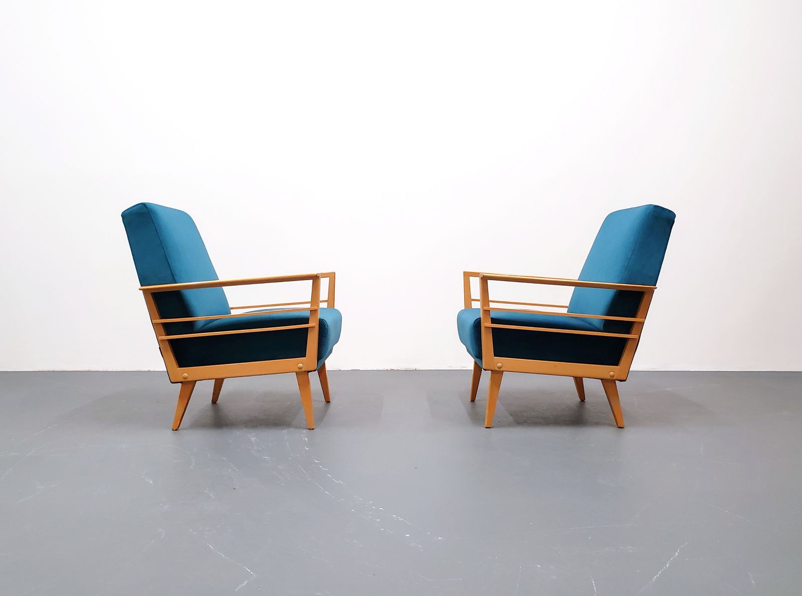 1960 Danish Lounger Club Chair In Teal Velvet photo 800.0