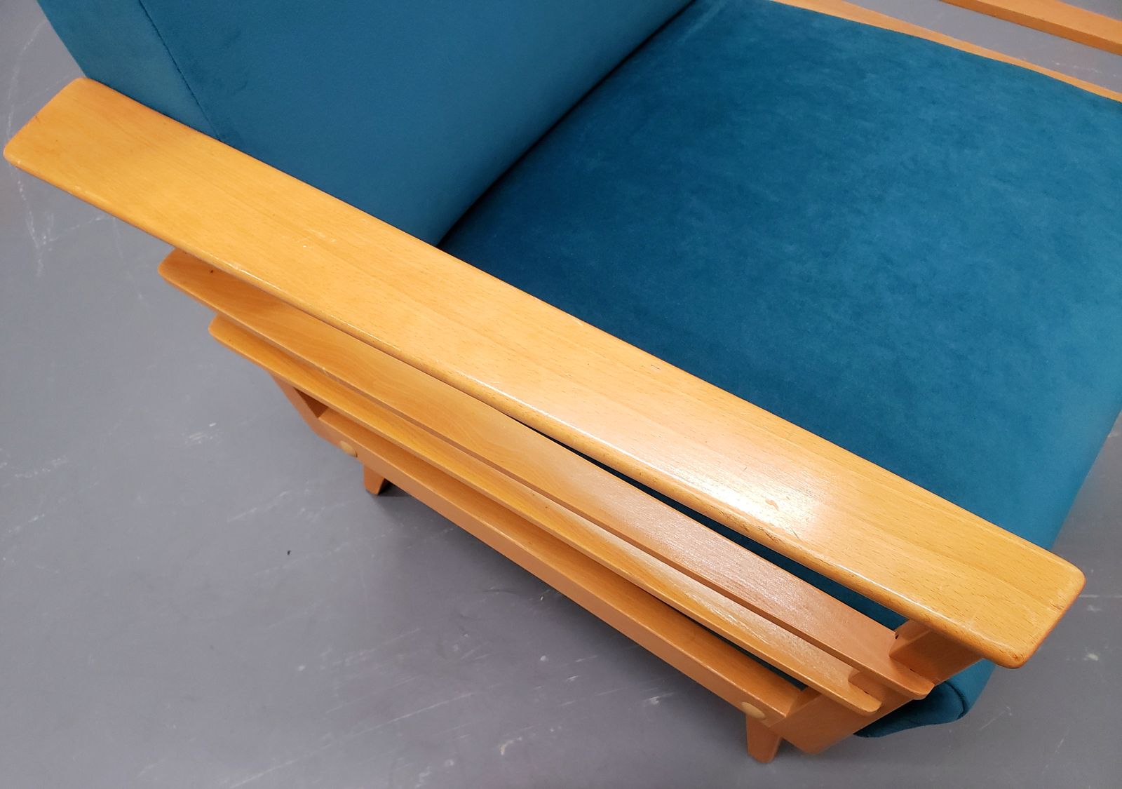 1960 Danish Lounger Club Chair In Teal Velvet photo vinterior
