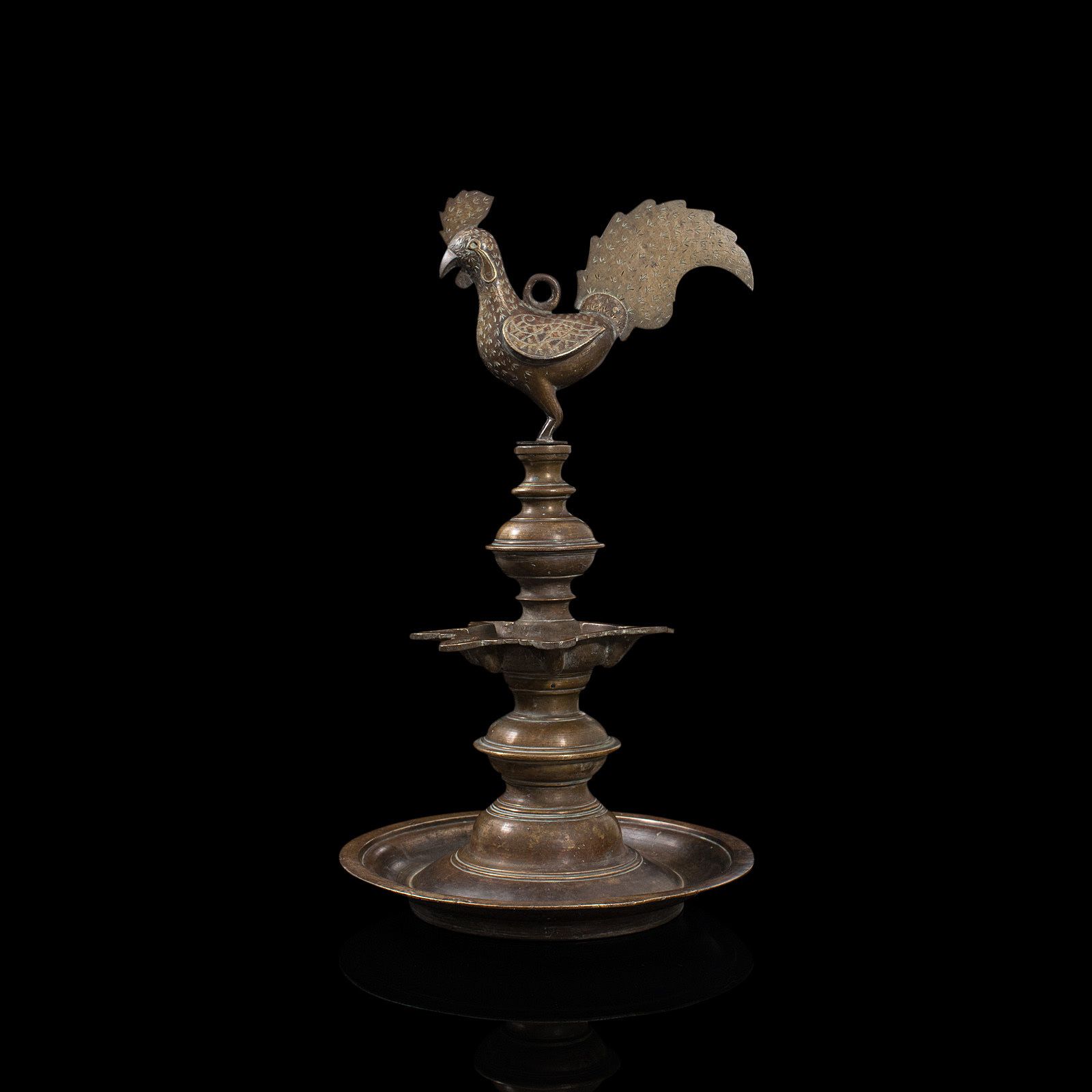 Antique Deccan Oil Lamp, Indian, Bronze, Hamsa, Bird, Late 19th Century, C1900 photo Home Decor