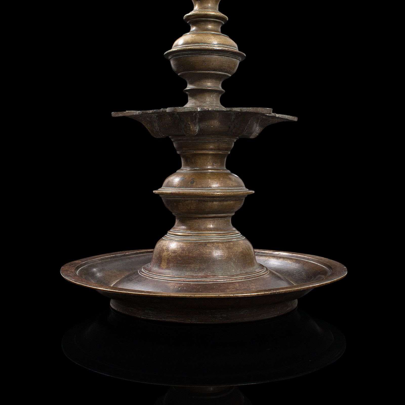 1495.0 Antique Deccan Oil Lamp, Indian, Bronze, Hamsa, Bird, Late 19th Century, C1900 photo