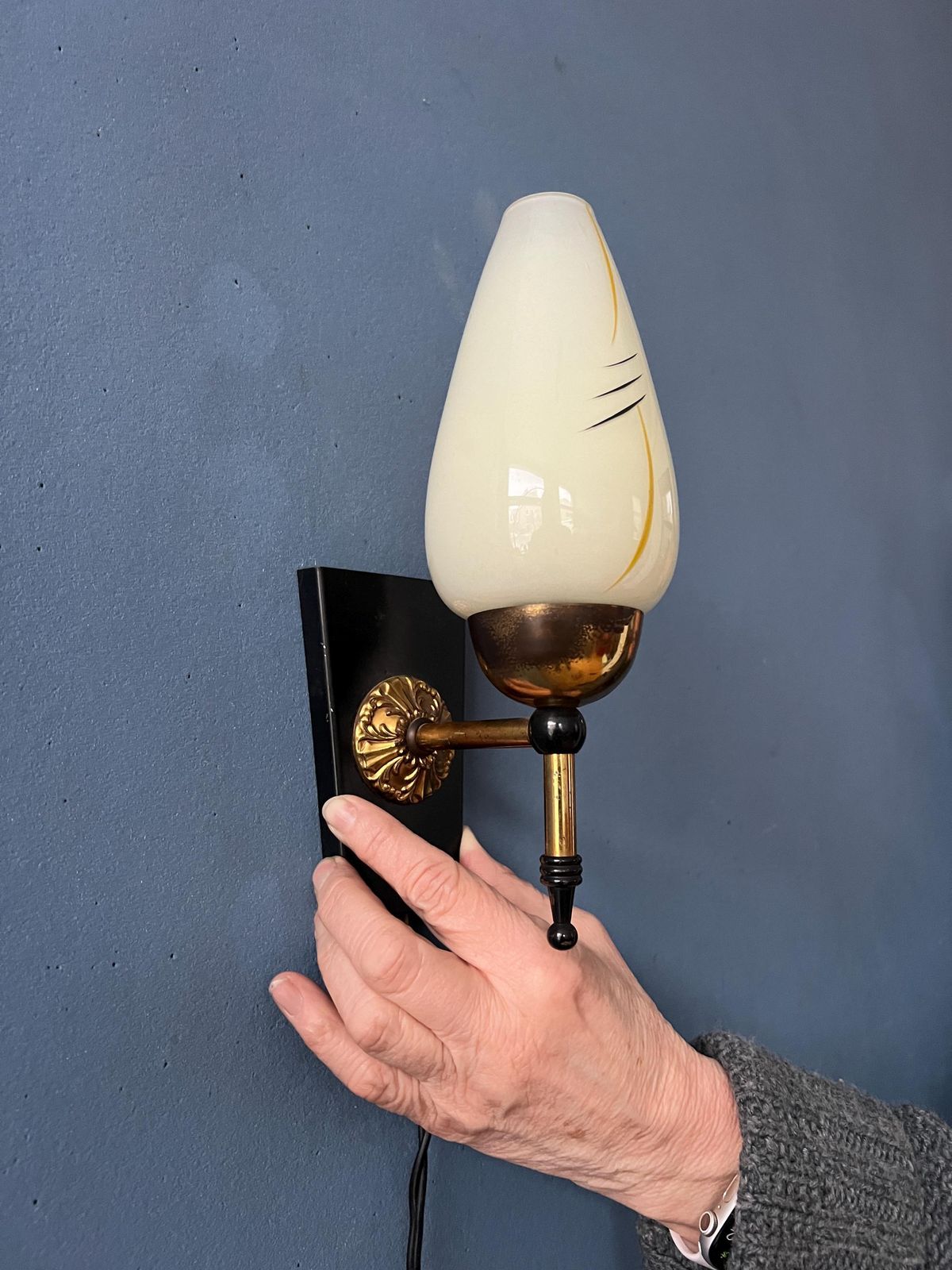 Vintage Mid Century Glazen Wandlamp photo buy