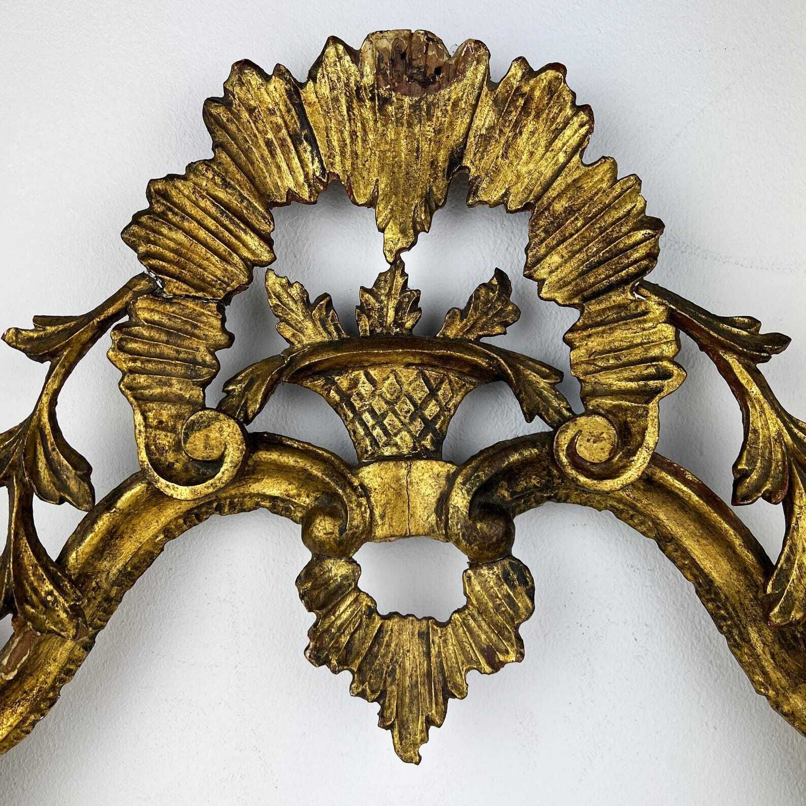 Set Of 2 Antique Gilt Wood Carvings, Architectural Salvage photo furniture