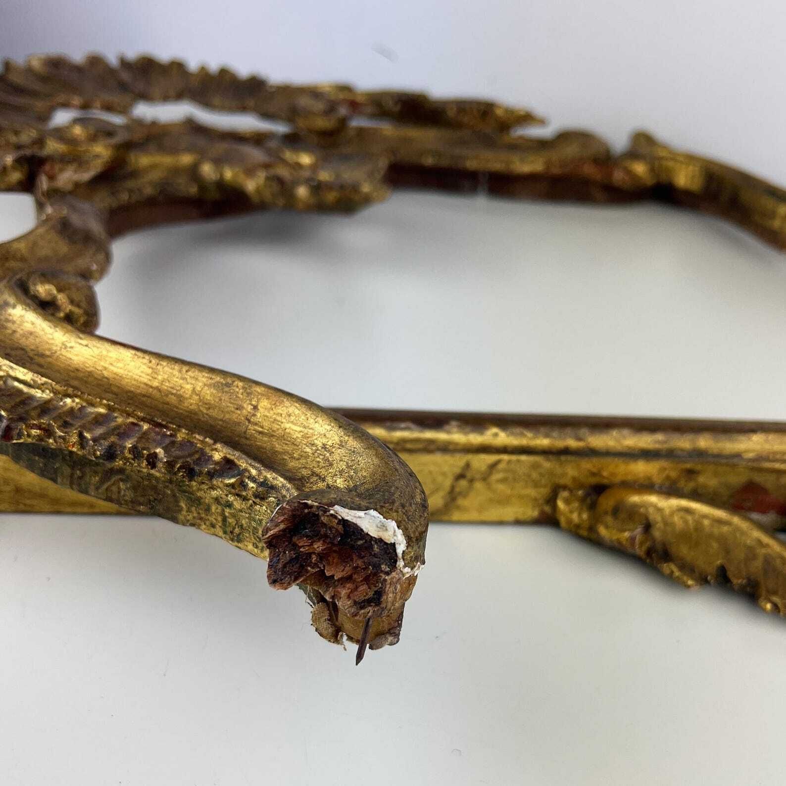 Set Of 2 Antique Gilt Wood Carvings, Architectural Salvage photo buy