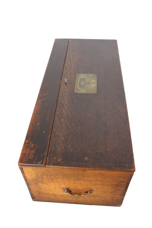 Oak Masonic Deed Chest, 1920s, Vintage photo vintage