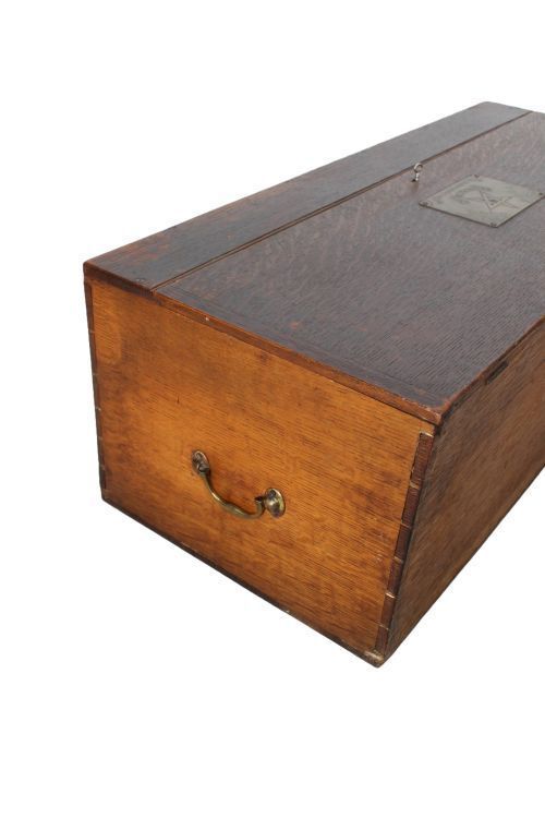 photo for sale Oak Masonic Deed Chest, 1920s, Vintage