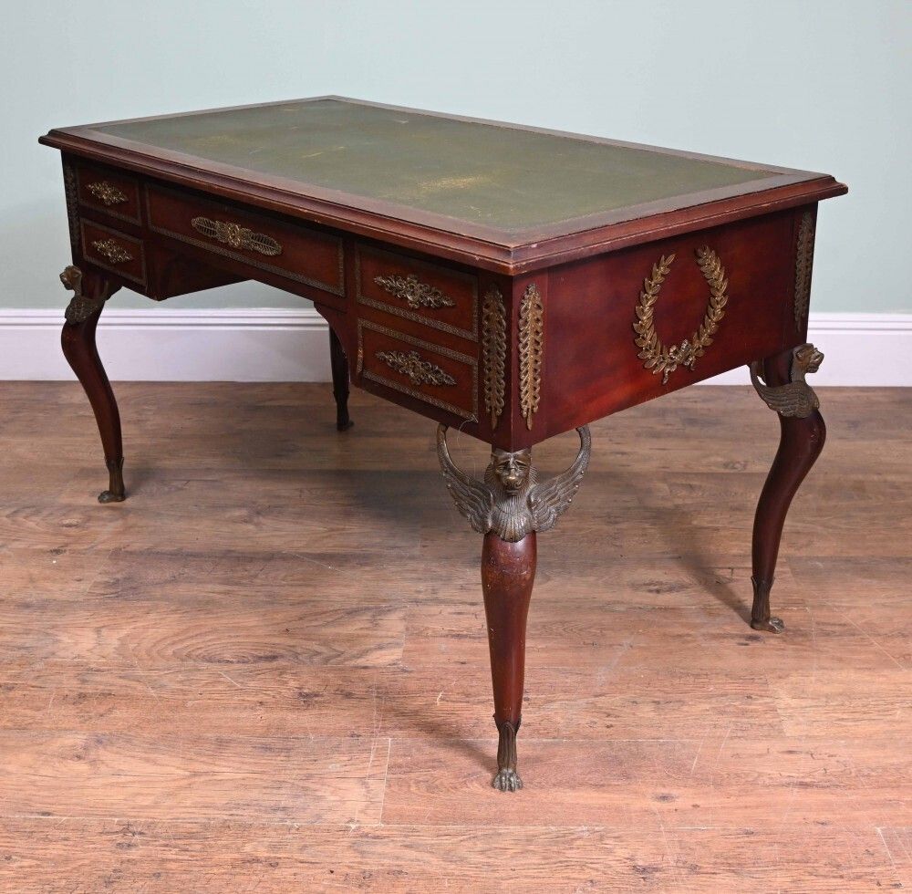 Napoleon III Bureau Plat Desk Mahogany Writing Table 1890 photo 2750.0