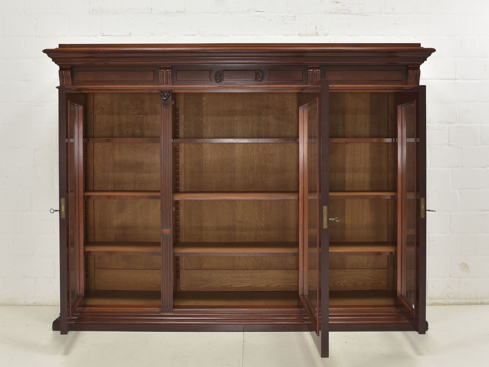 Antique! Display Cabinet 1 Of 2 Restored Mahogany Wilhelminian Style Low Wide photo for sale