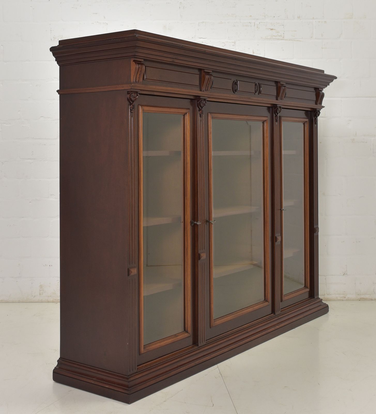Antique! Display Cabinet 1 Of 2 Restored Mahogany Wilhelminian Style Low Wide photo vintage