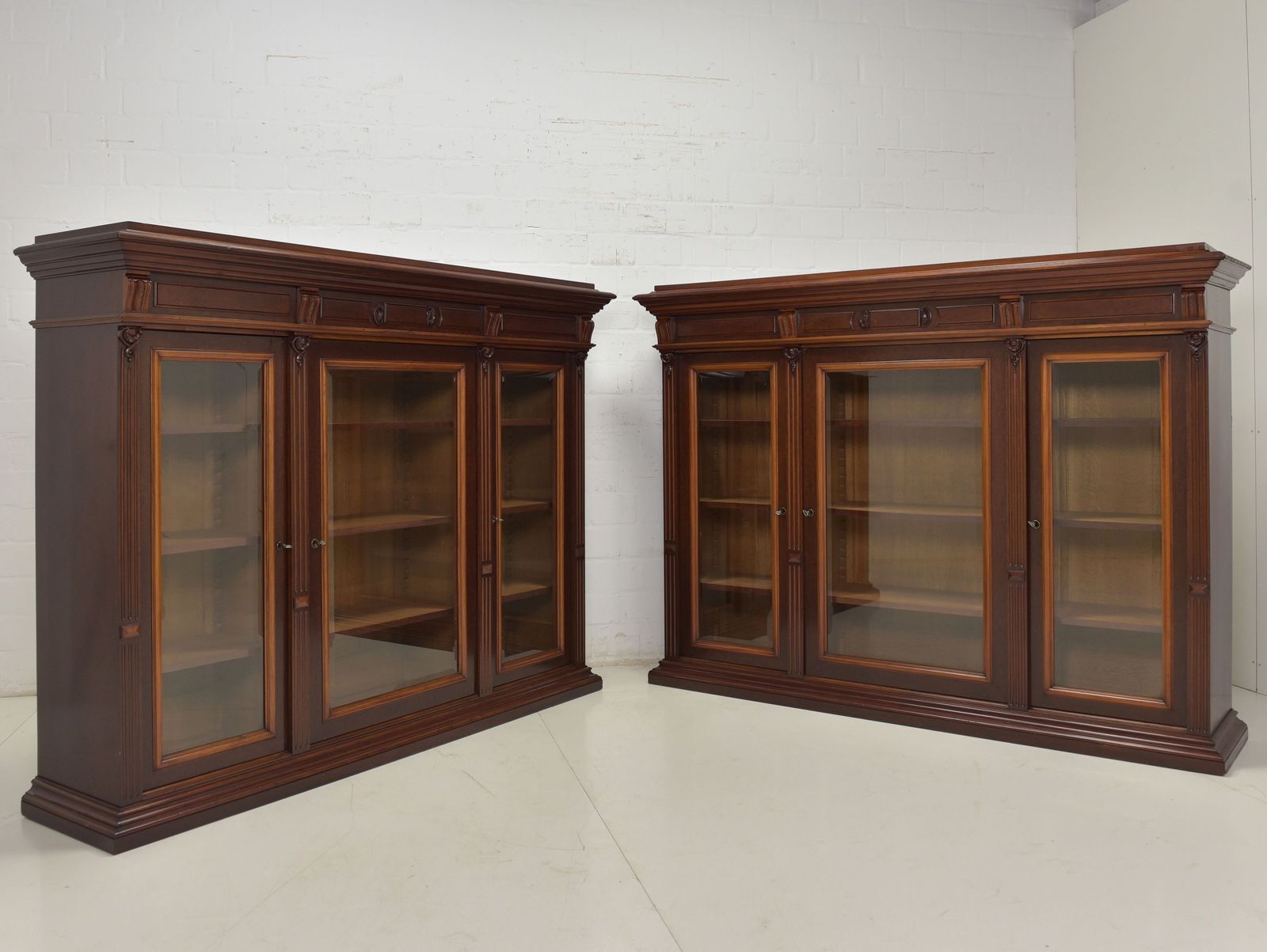 photo for sale Antique! Display Cabinet 1 Of 2 Restored Mahogany Wilhelminian Style Low Wide