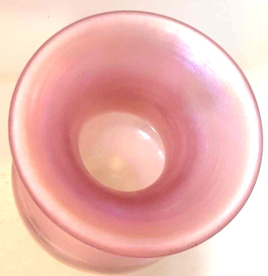 1985 Roy Wilson USA Iridized Blown Pink Art Glass Vase 8" photo furniture
