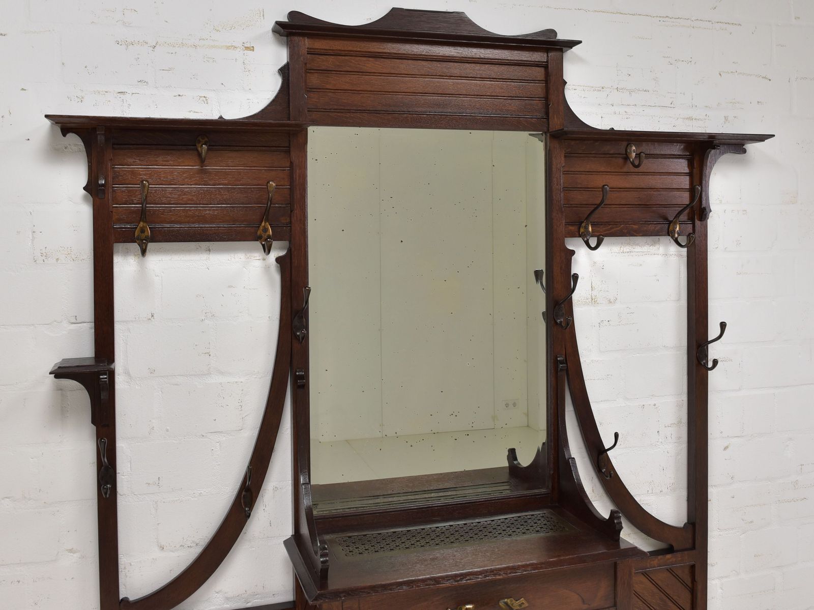 photo furniture Antique! Monumental Coat Rack Restored Art Nouveau Oak