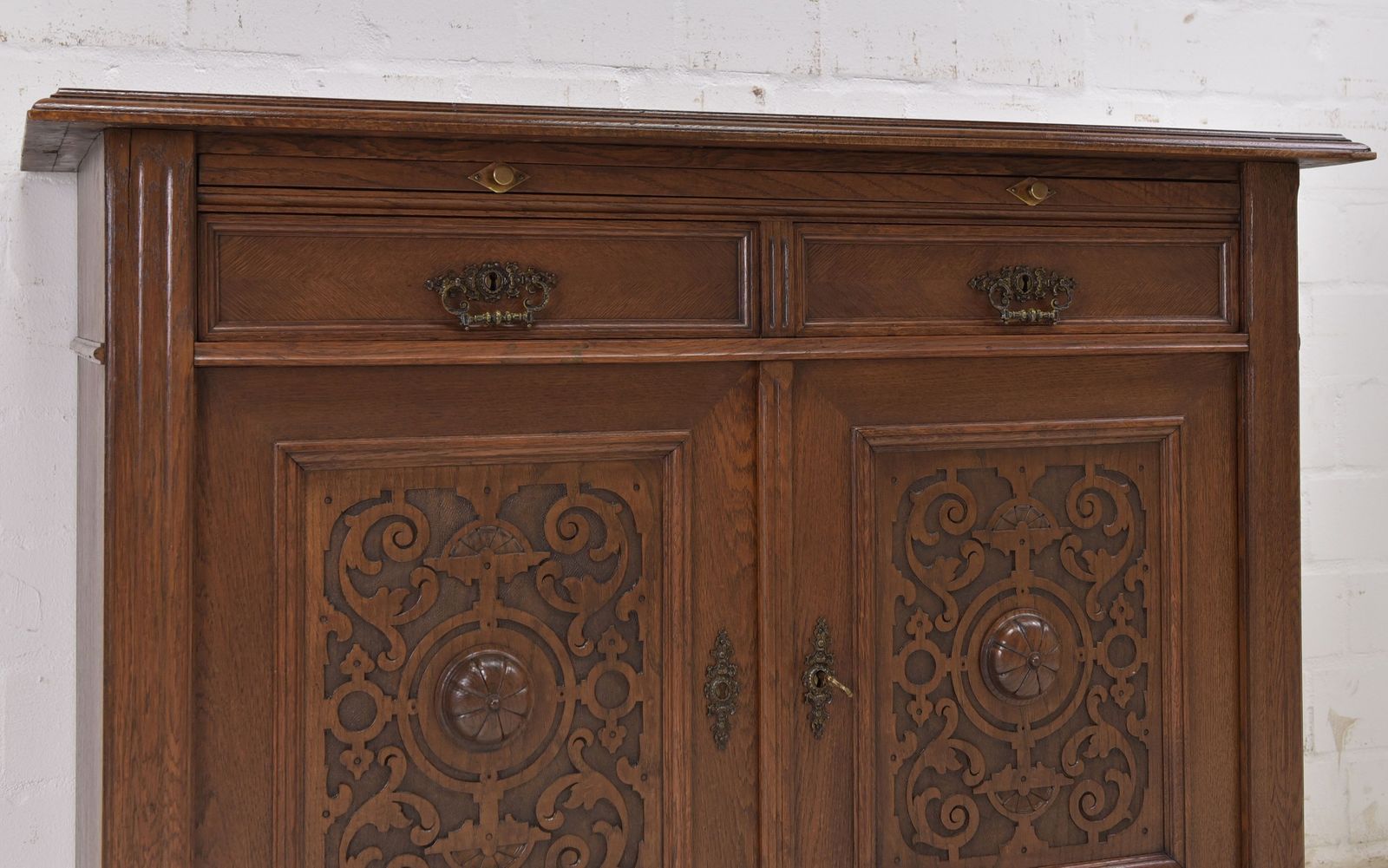 photo furniture Antique! Chest Of Drawers Restored Solid Oak Wilhelminian Style Cabinet Sideboard