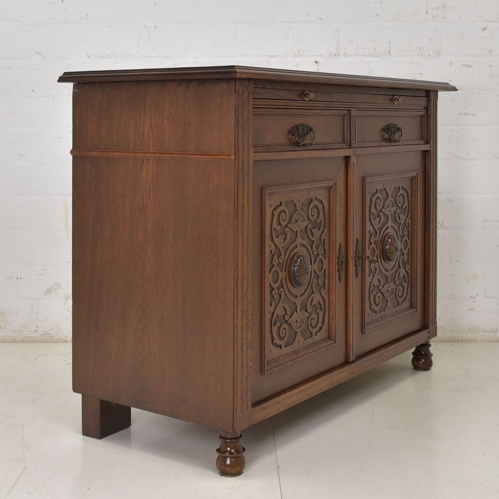 Furniture Antique! Chest Of Drawers Restored Solid Oak Wilhelminian Style Cabinet Sideboard photo