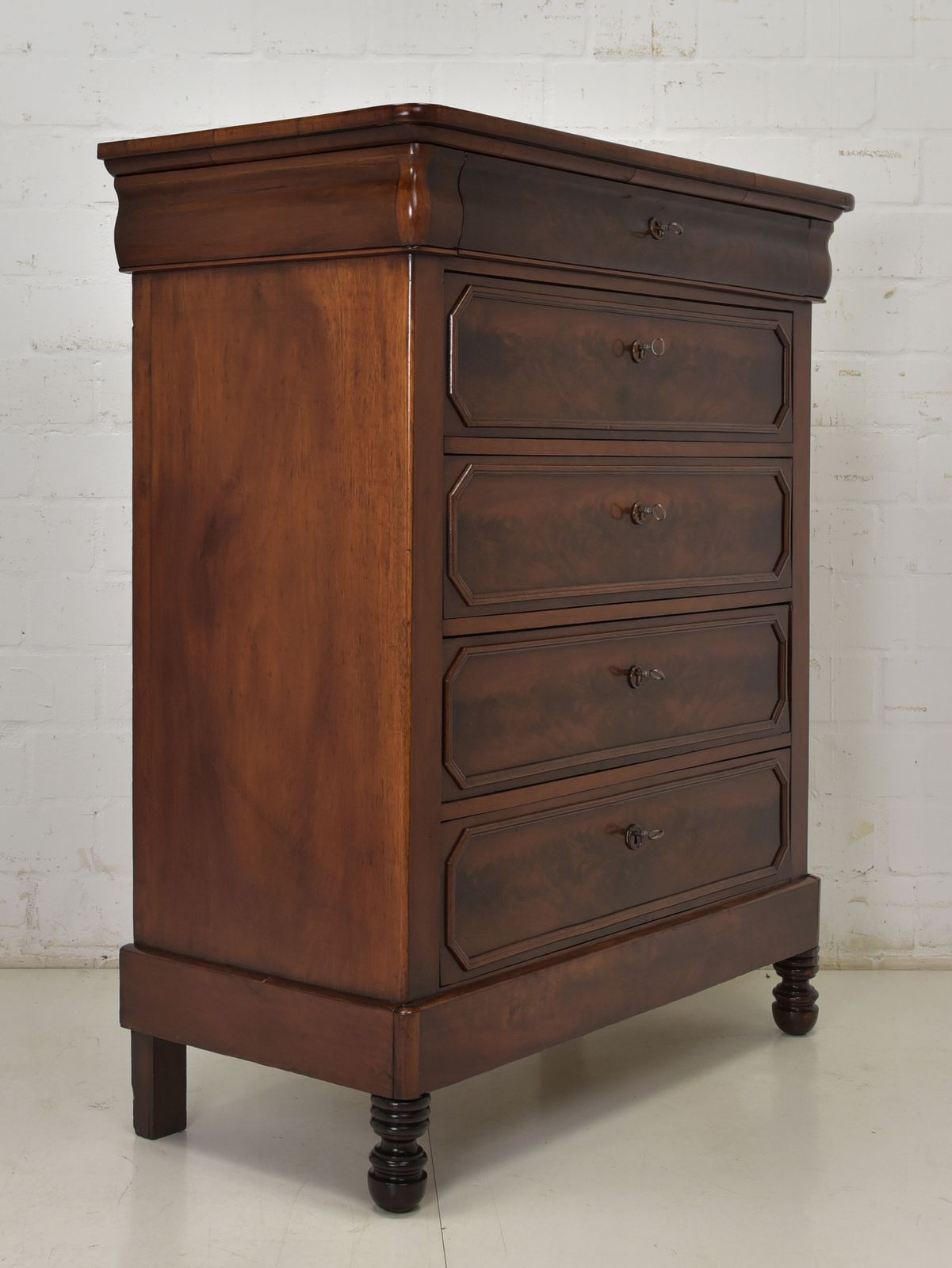 Furniture Antique! Chest Of Drawers Restored Mahogany Louis Philippe 1880 Narrow + Tall photo