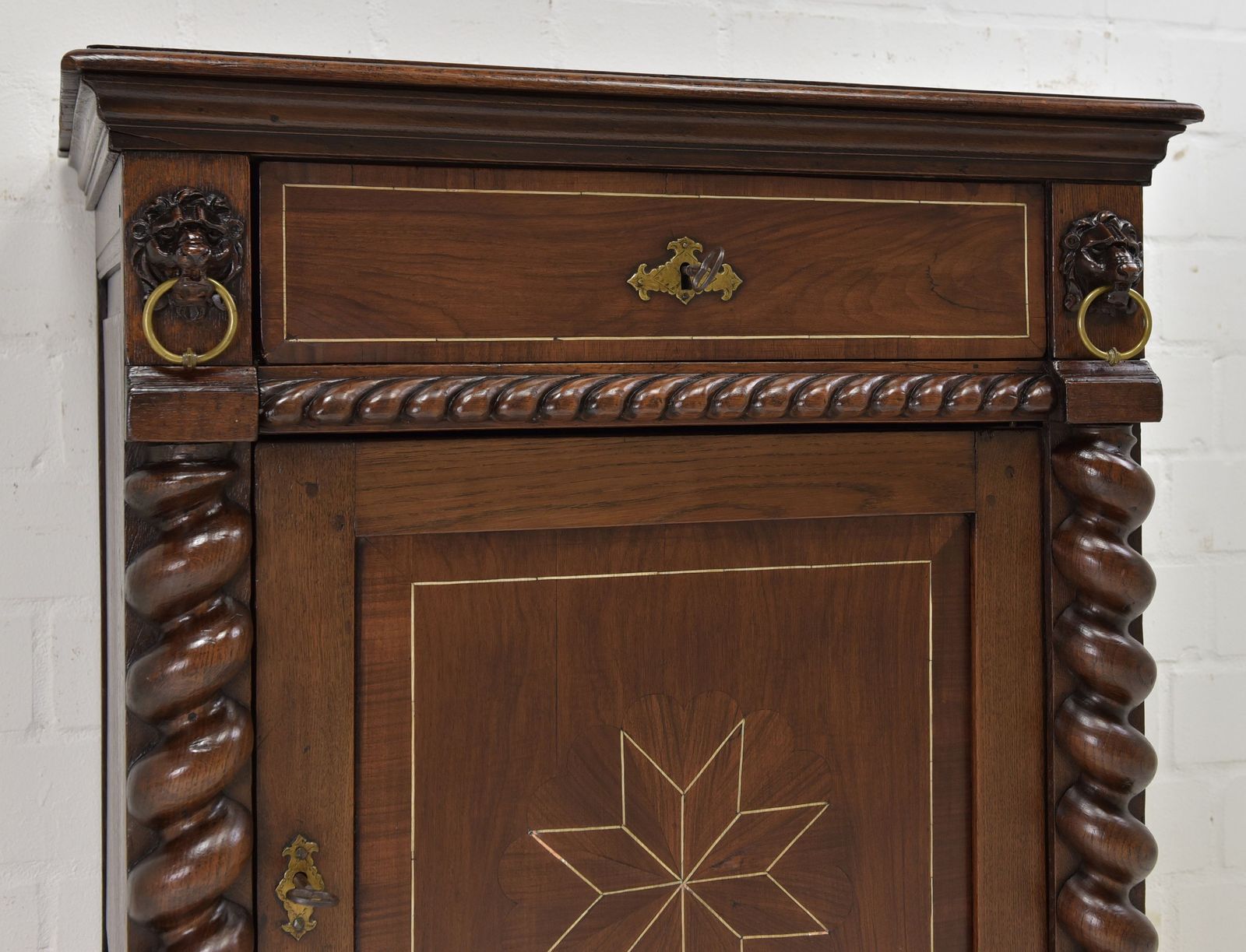 photo furniture Antique! Narrow Tall Chest Of Drawers Flemish Circa 1780 Oak Walnut Cabinet Vertiko