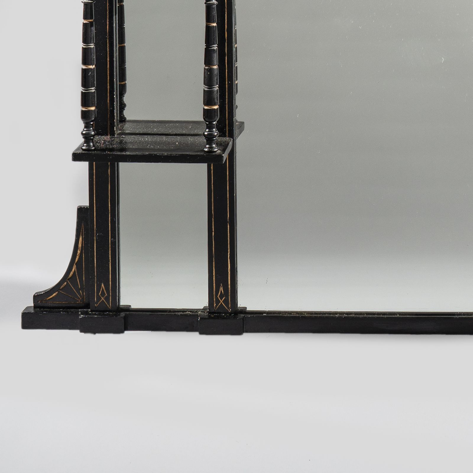 19th Century Victorian English Aesthetic Period Ebonised And Parcel   Gilt Overmantle Mirror photo Home Decor