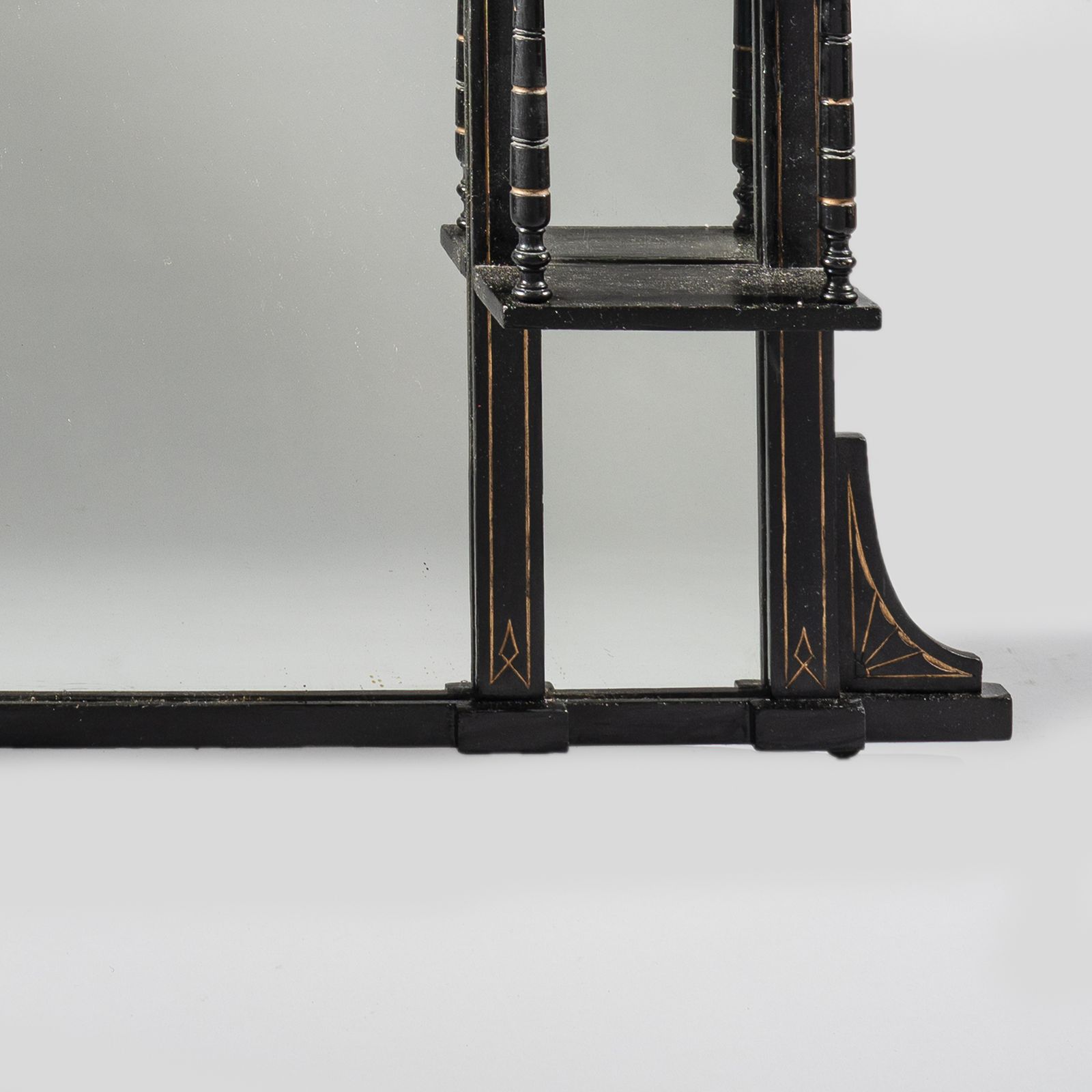 19th Century Victorian English Aesthetic Period Ebonised And Parcel   Gilt Overmantle Mirror photo 2035.0