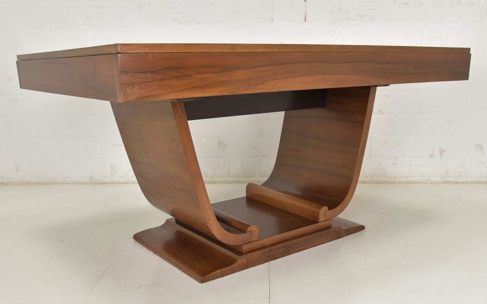 Dining Table With 6 Chairs, Restored Art Deco Circa 1935, Walnut Dining Room photo for sale