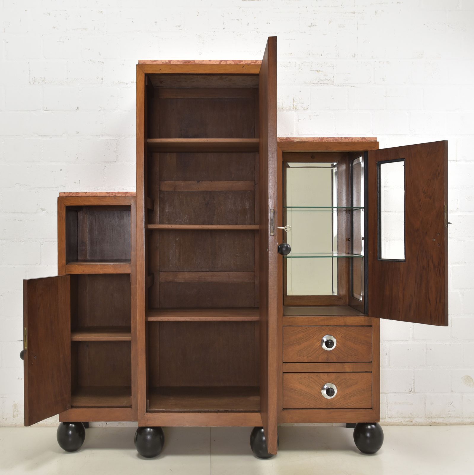 Display Cabinet Restored Art Deco Circa 1930, Walnut Vertico photo for sale