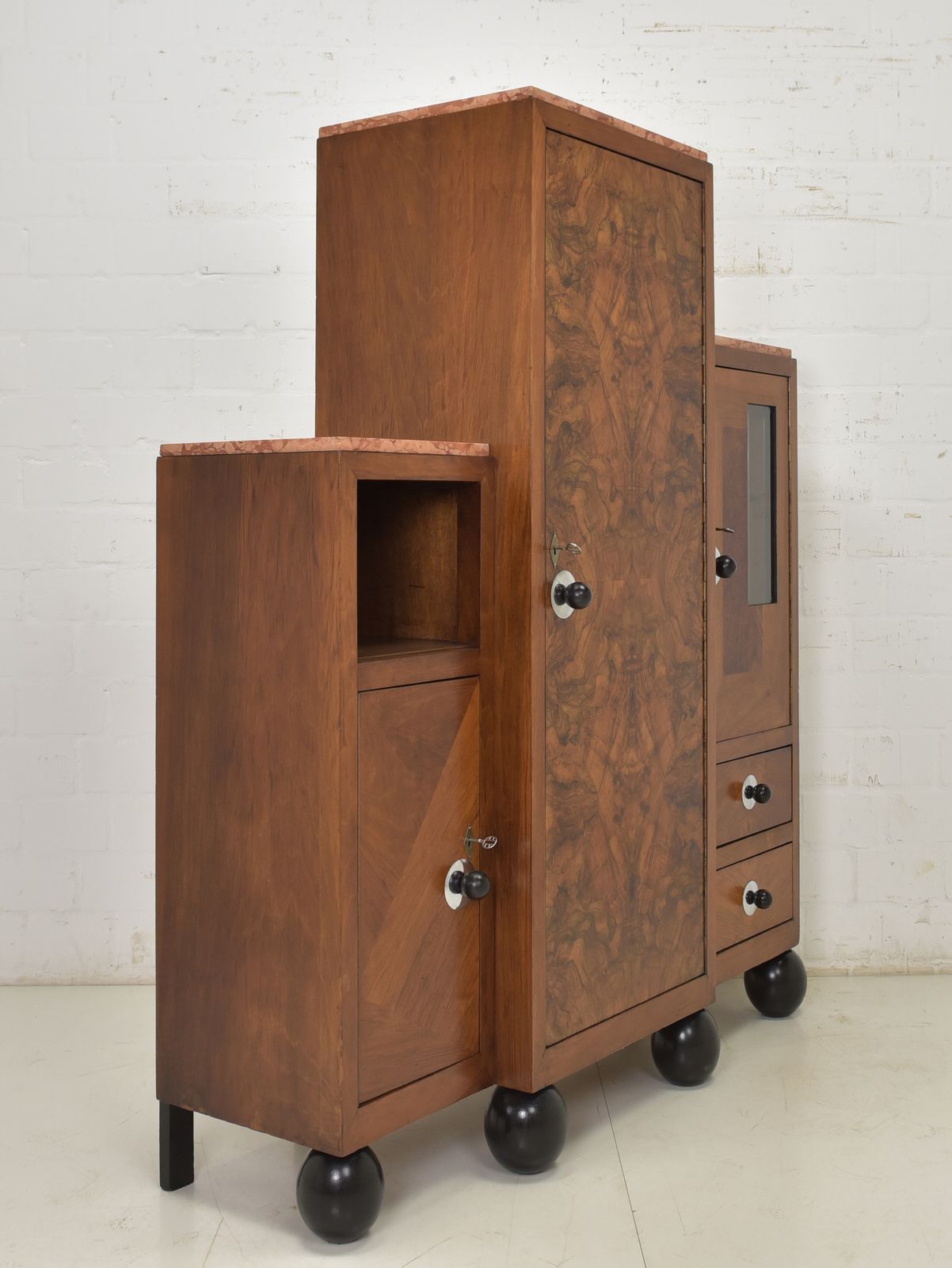 Furniture Display Cabinet Restored Art Deco Circa 1930, Walnut Vertico photo