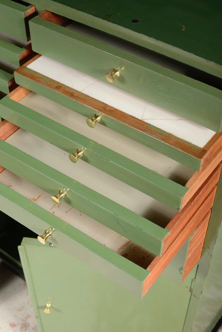 An Edwardian Green Painted Dentistry Chest Cabinet   C.1905 photo 780.0