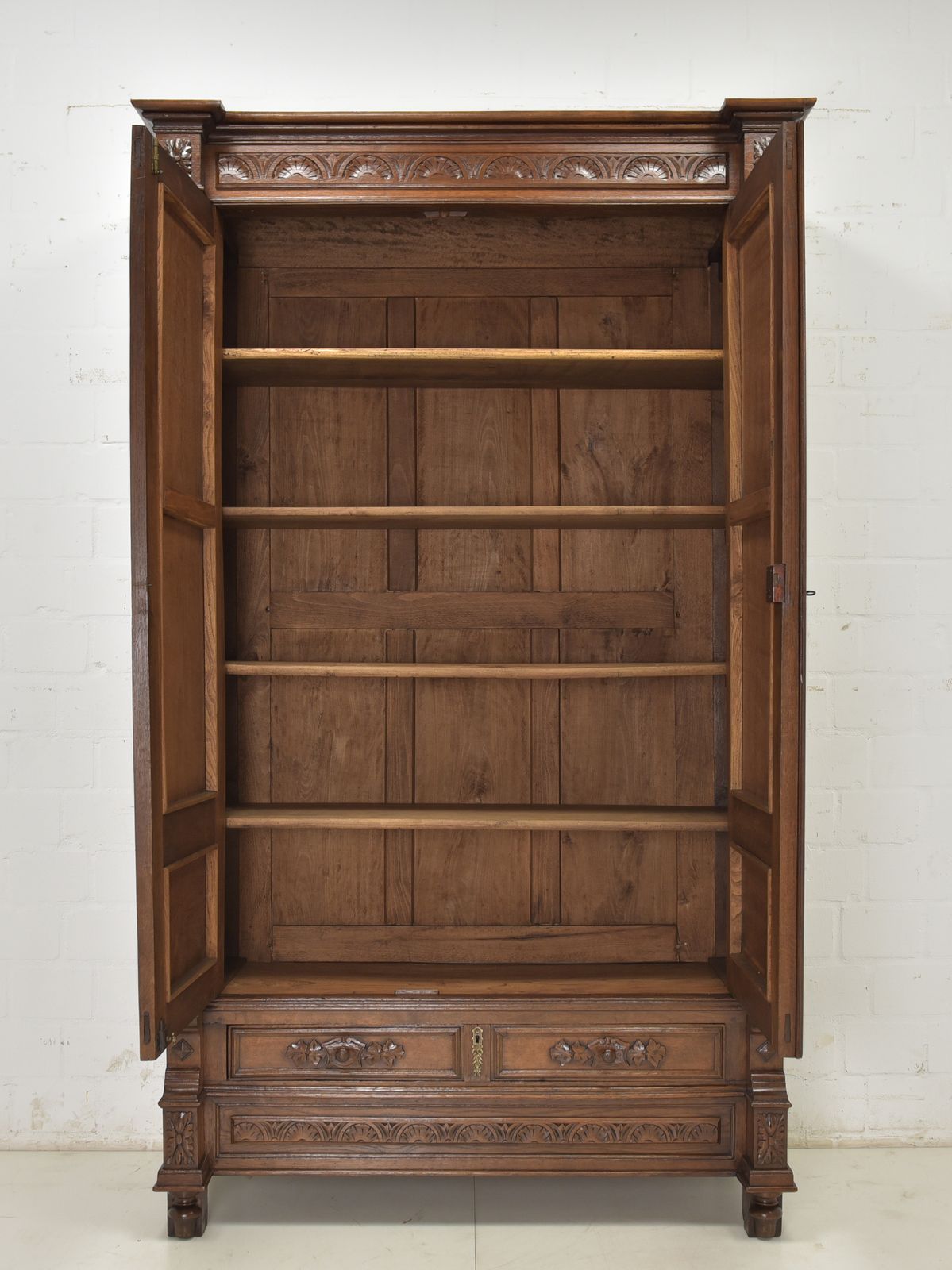 Wardrobe Restored Wilhelminian Style Around 1890, Solid Oak Hall Cupboard photo for sale