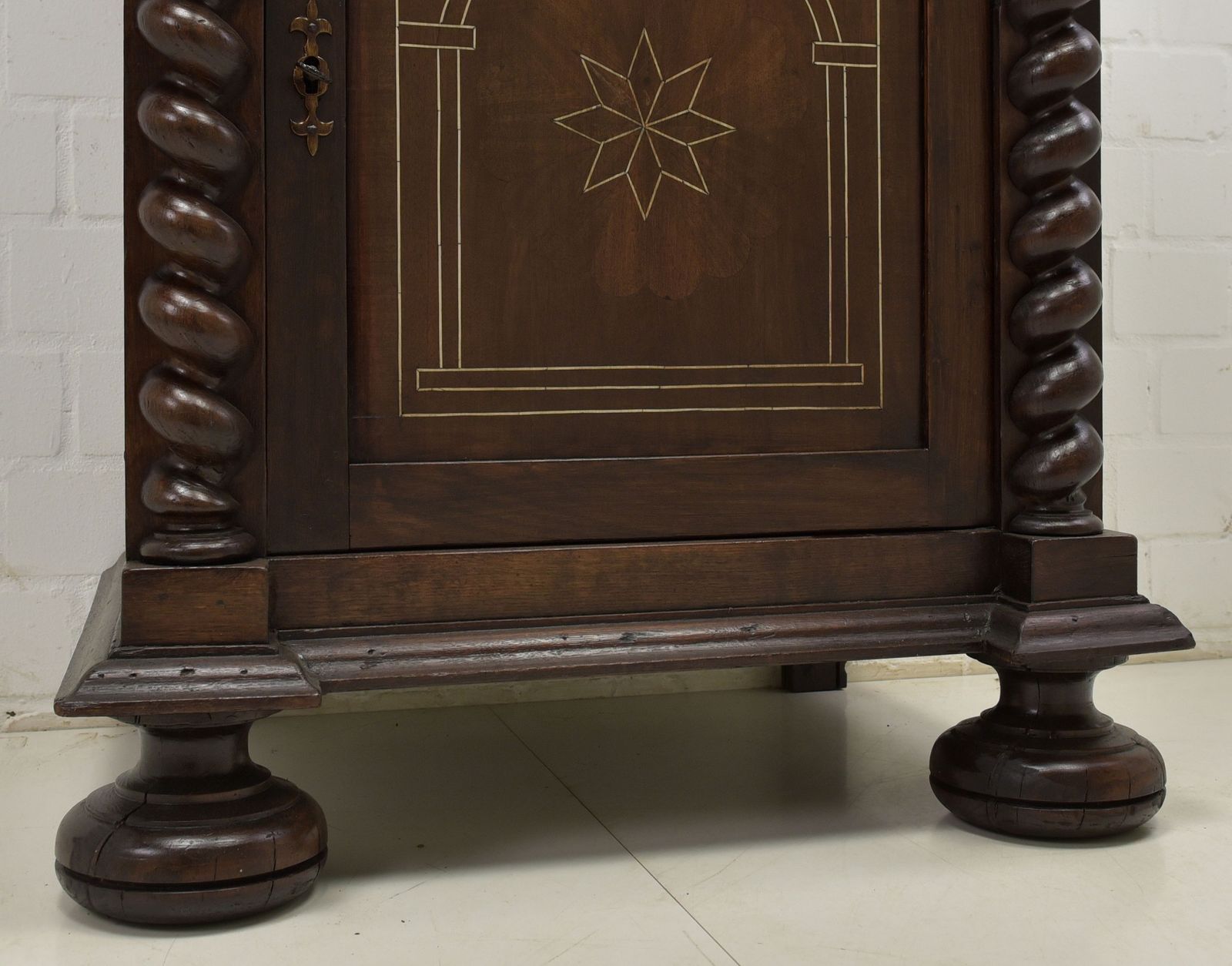 photo for sale Antique! Narrow Tall Chest Of Drawers Flemish Circa 1780 Oak Walnut Cabinet Vertiko
