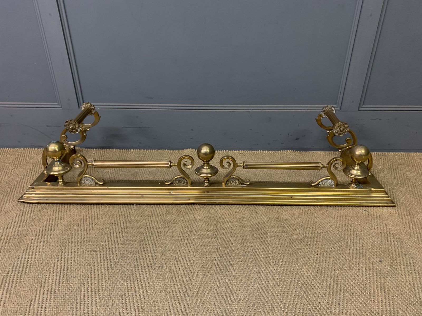 photo for sale Victorian Brass Fender Set