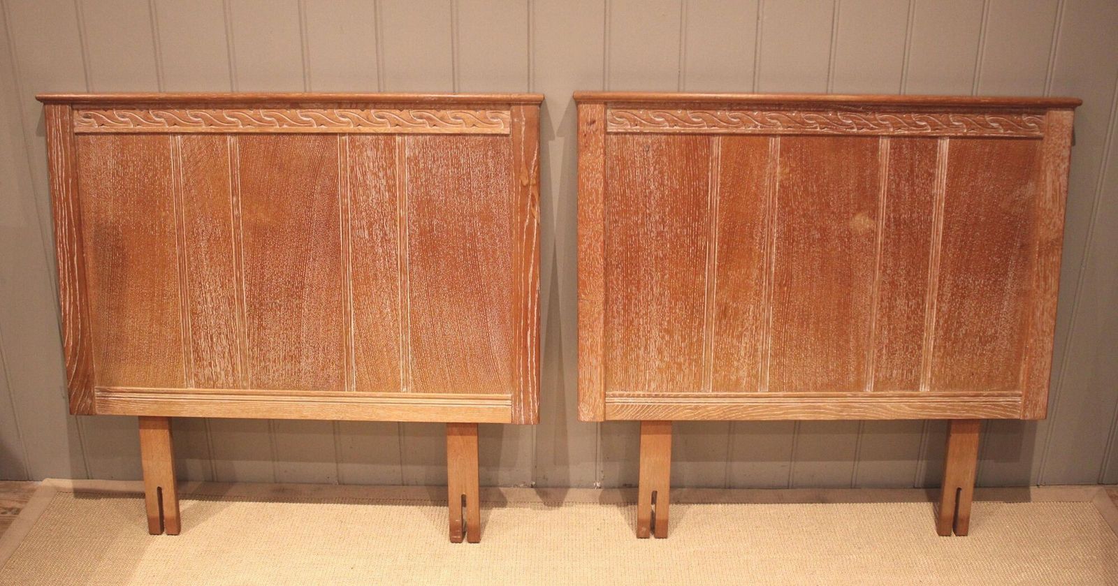 Single Limed Oak Headboard photo vintage