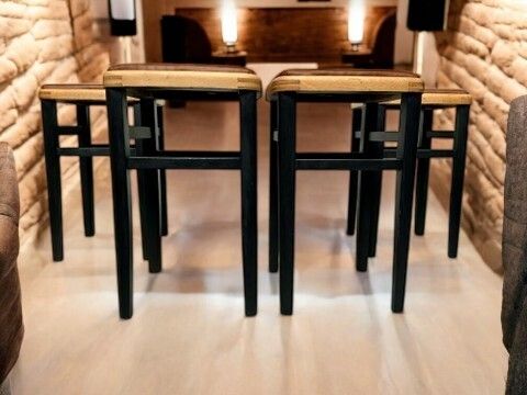 Vintage Wooden Stool   Set Of 4 photo for sale