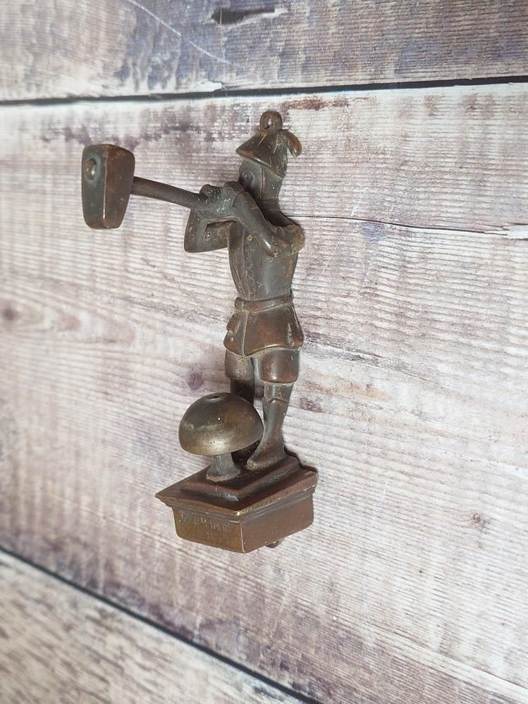 Jack Hammer Minehead, Small Antique Collectible Brass Door Knocker, Small Collectible Brass Shop Bell photo 85.0