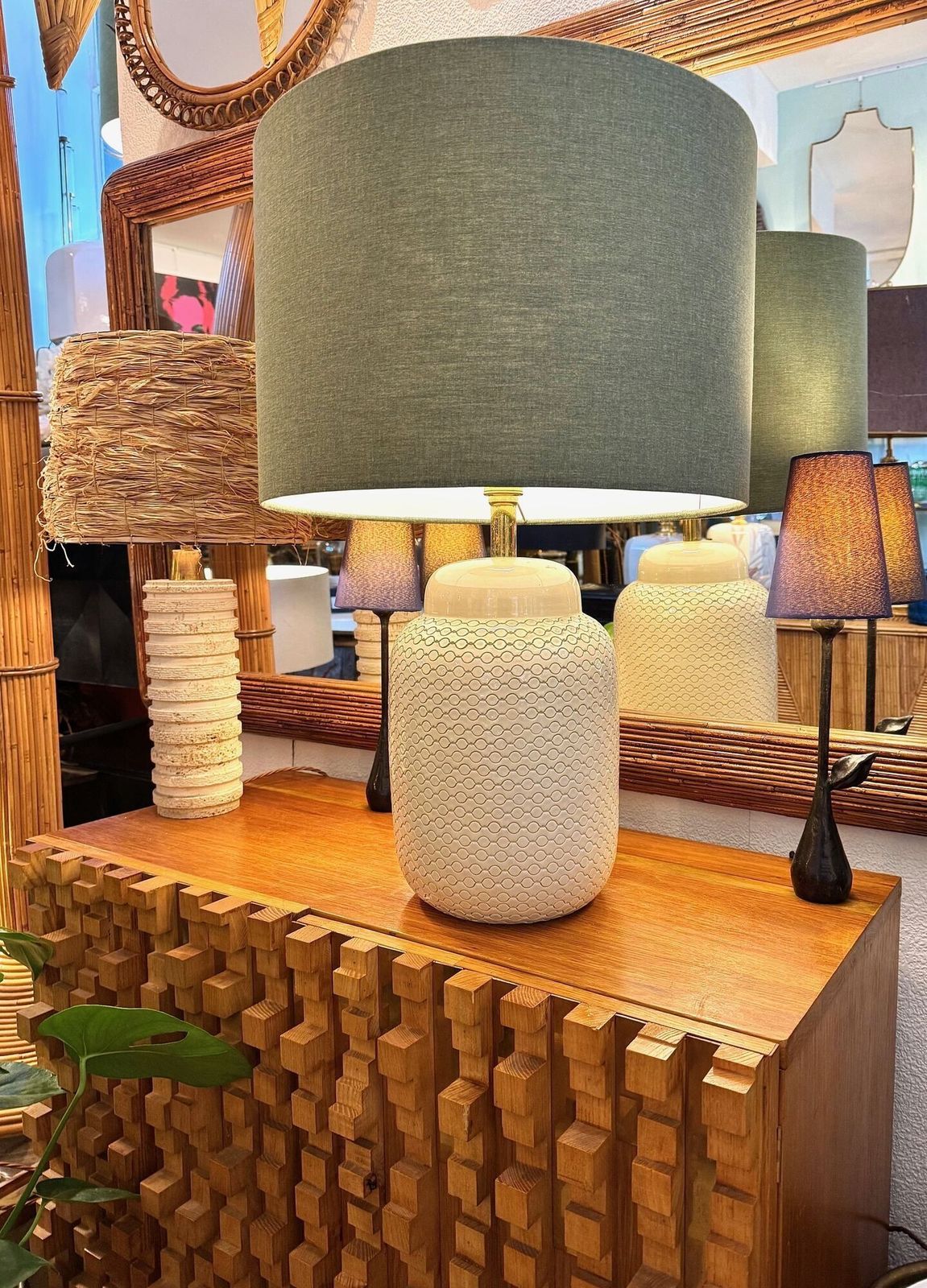 A Large 1970s Italian Cream Ceramic Lamp By Tommaso Barbi photo buy