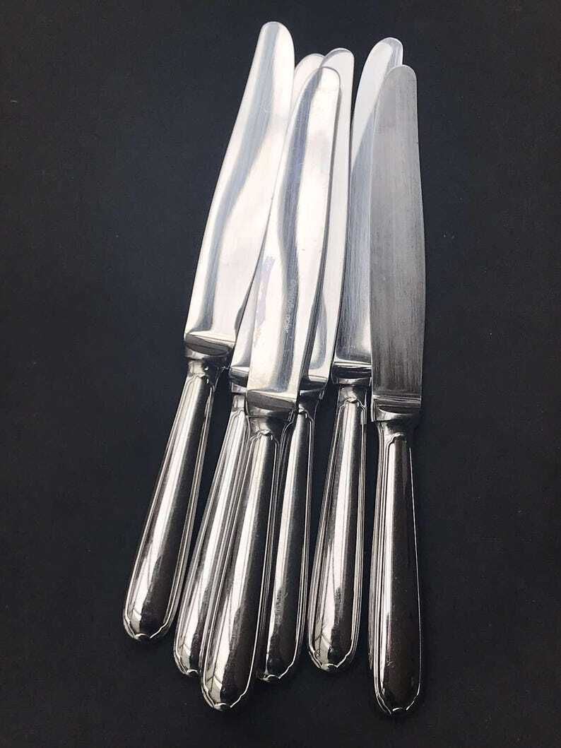Christofle Dinner Knives Vintage Stainless Steel Table Replacement Set 6 Cutlery Acier 1980s, Elegant Dinner Luxury Gift photo buy