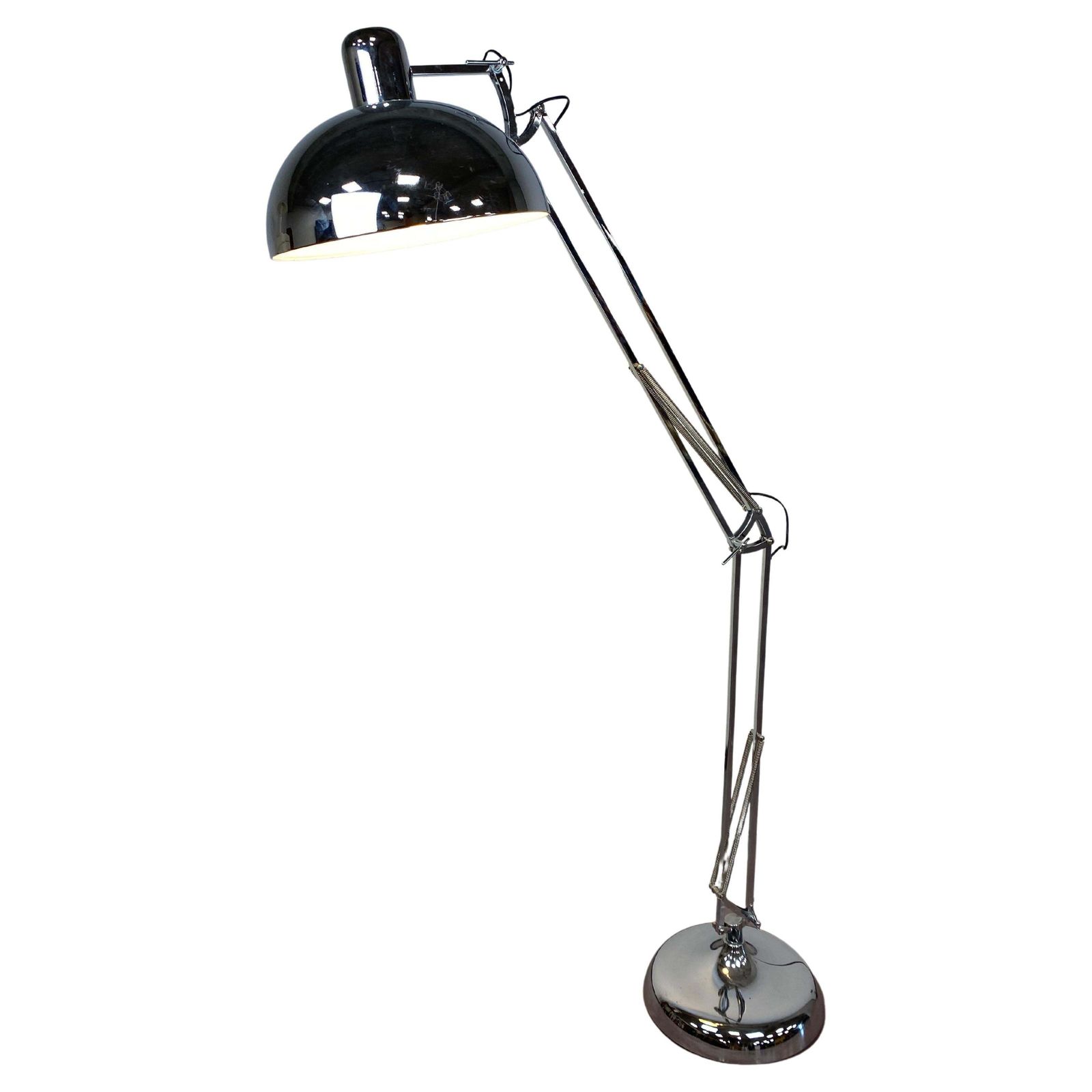 Floor Chrome Lamp In Industrial Style