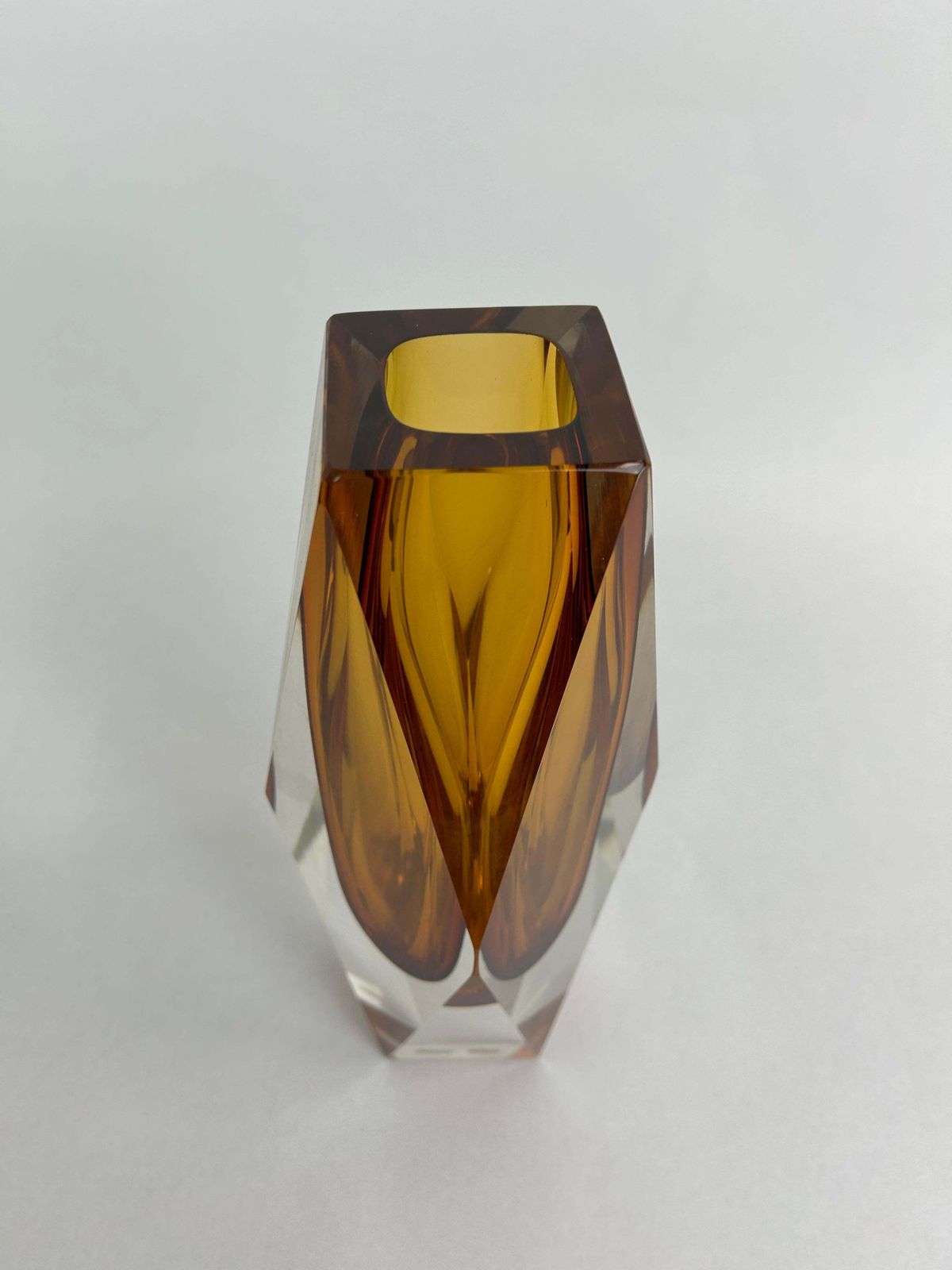 Yellow Art Glass Vase By Flavio Poli For Murano photo for sale