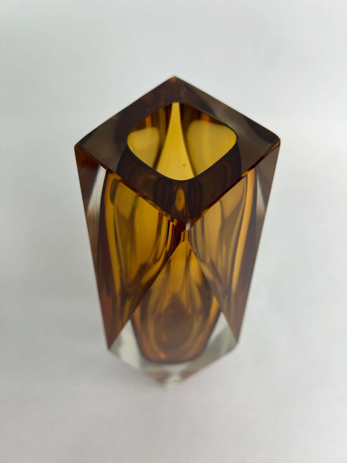 Yellow Art Glass Vase By Flavio Poli For Murano photo vinterior