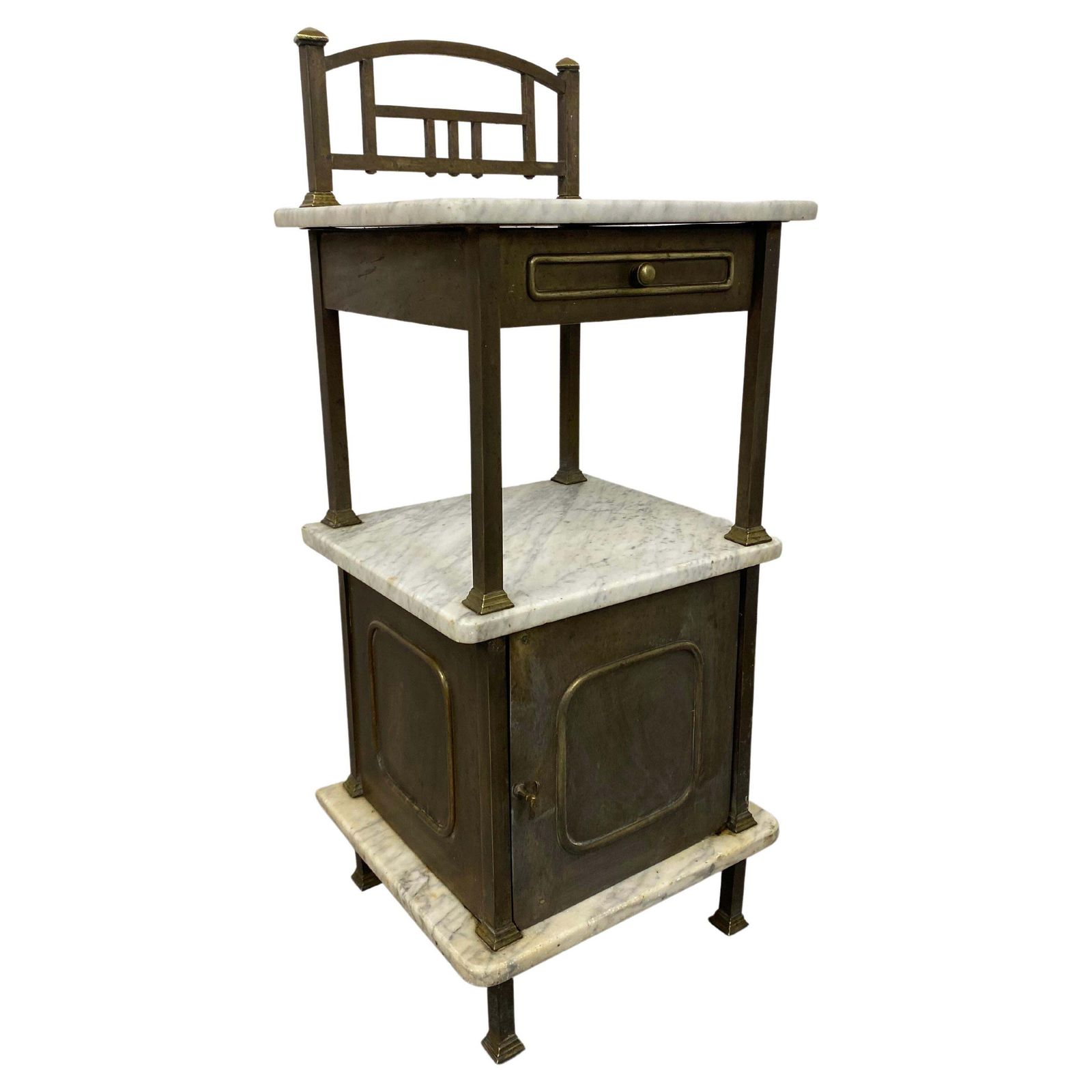 Brass Bedside Table With Marble Top