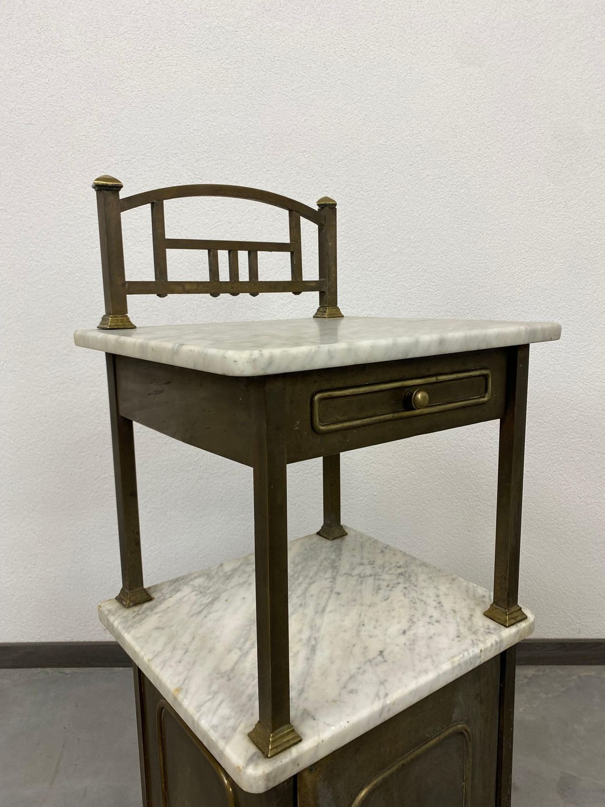 Brass Bedside Table With Marble Top photo furniture