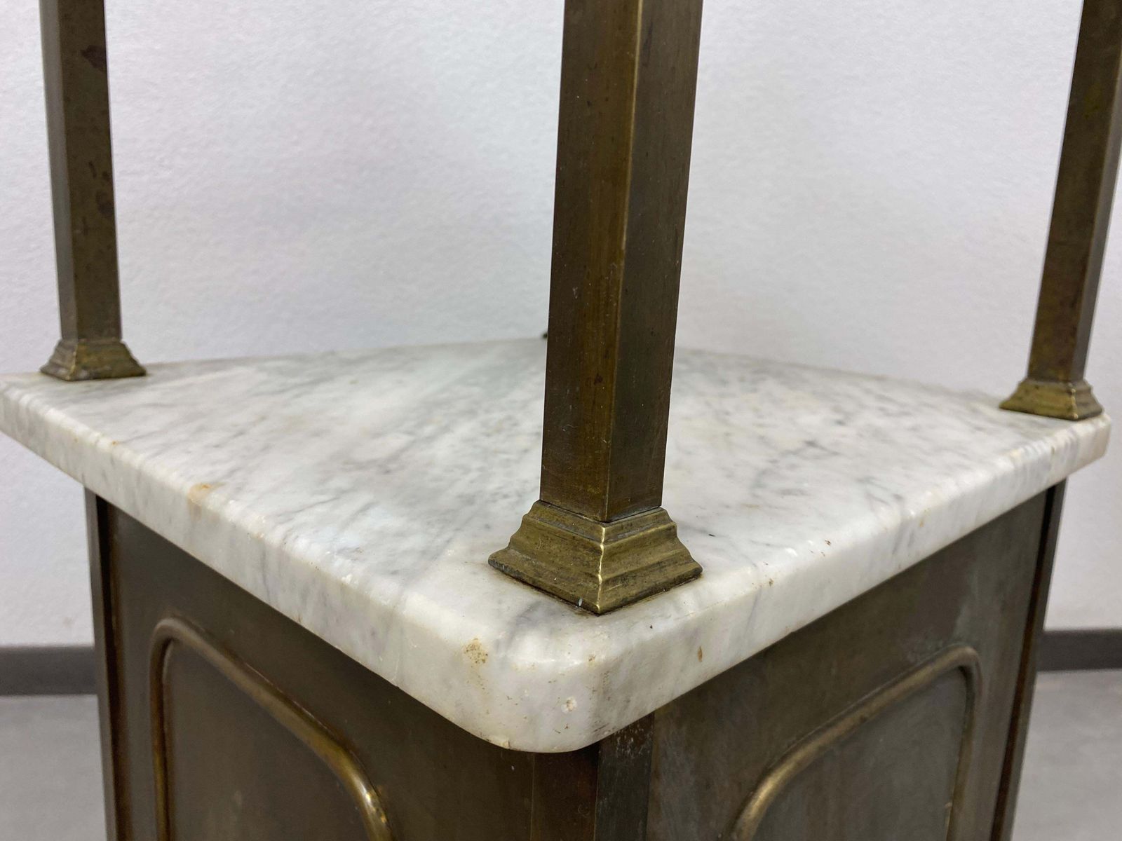 Brass Bedside Table With Marble Top photo vintage