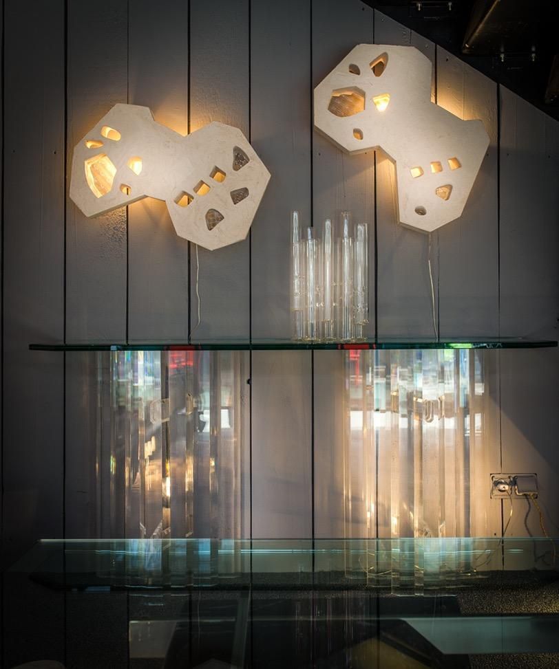 984.0 Contemporary Sculpture Plaster Glass Sconces By Atelier Meto, France photo