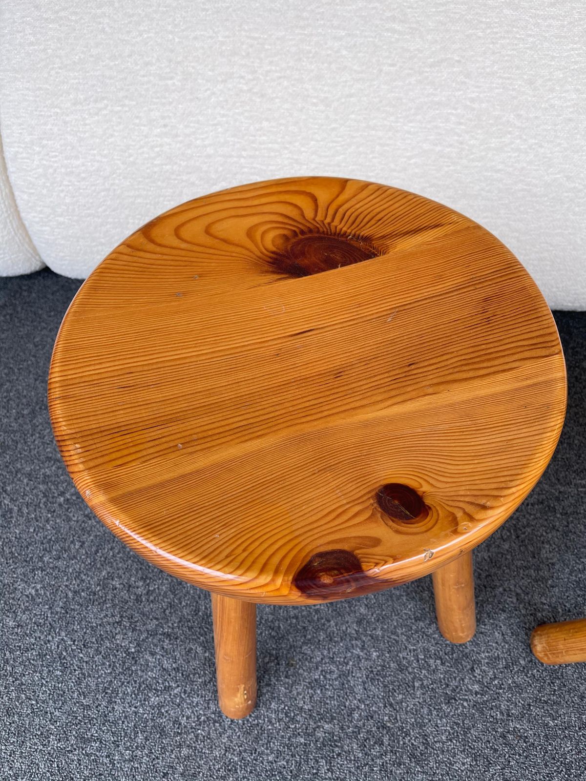 Pair Of Pine Stool Attributed To Charlotte Perriand, France, 1960s photo vintage