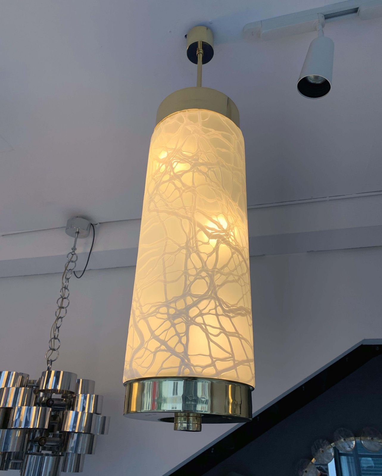 Ceiling Pendants Chandelier Brass Murano Glass By Esperia, Italy, 1990s photo Lighting