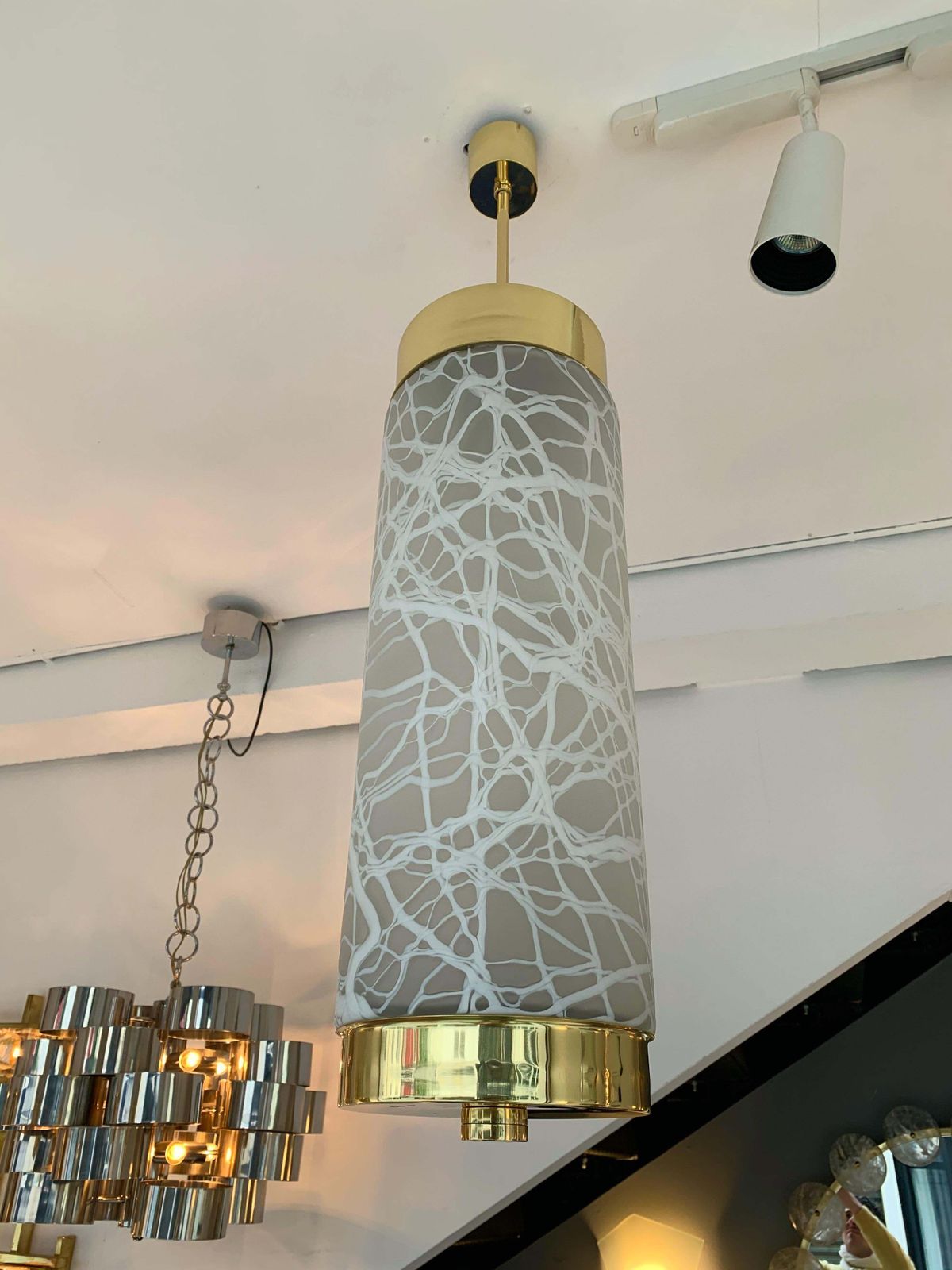 Ceiling Pendants Chandelier Brass Murano Glass By Esperia, Italy, 1990s photo buy